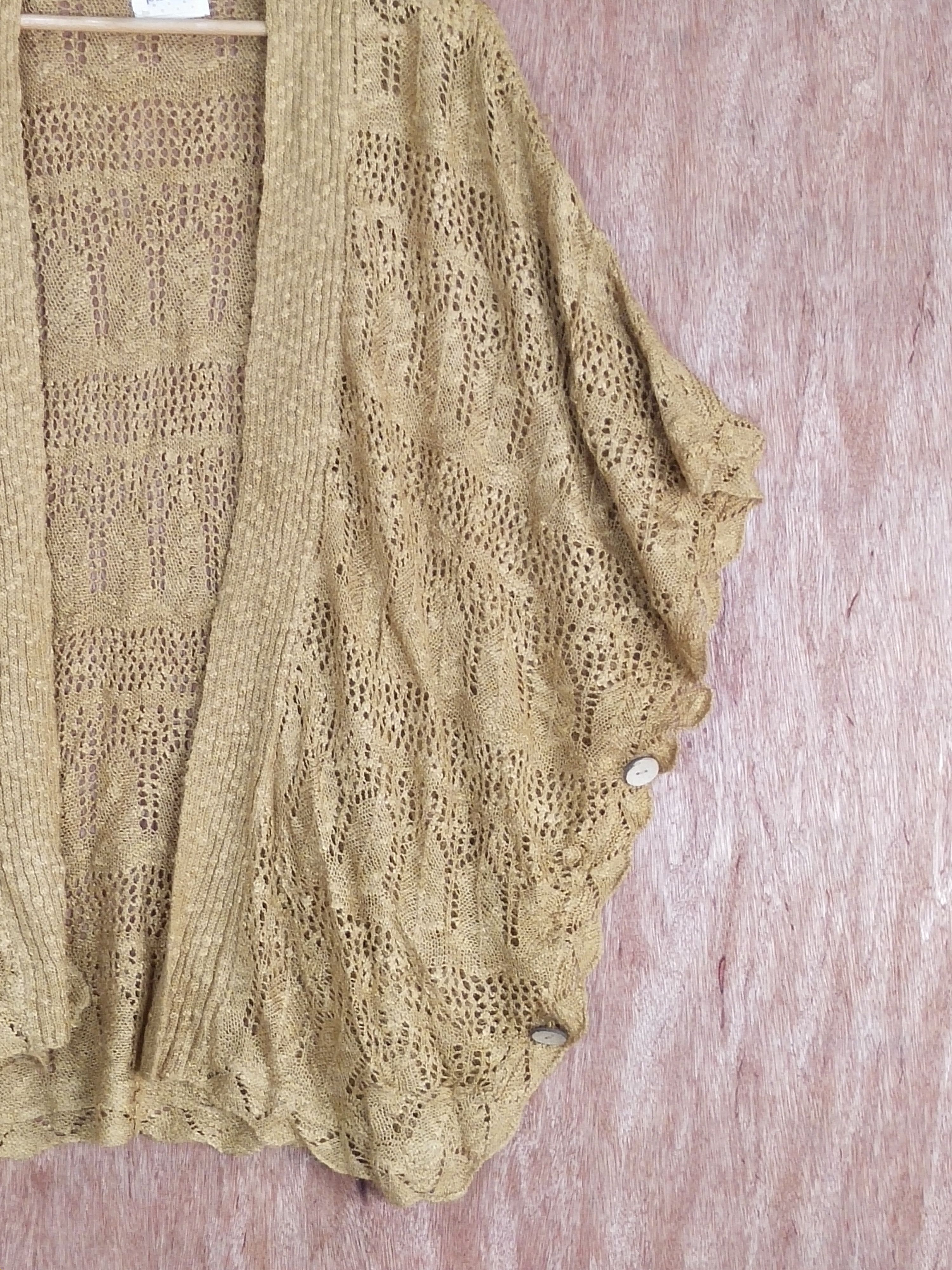 Japanese Brand Putielal brown crochet knitwear cardigan #H265 Size L / US 10 / IT 46 - 4 Thumbnail