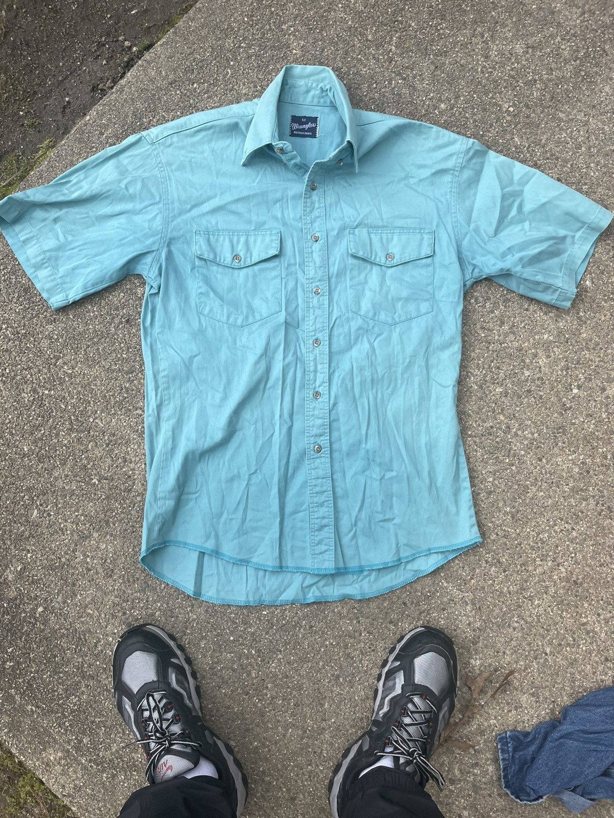 Vintage 80s Wrangler Button Up Shirt Short Sleeve Vintage 21x29 Size US L / EU 52-54 / 3 - 2 Thumbnail