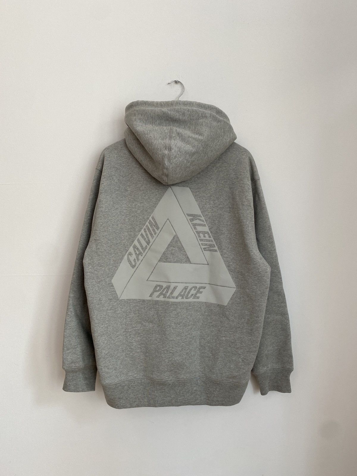 image of Calvin Klein x Palace Ck1 Tri-Ferg Hoodie Sweatshirt in Grey, Men's (Size Large)