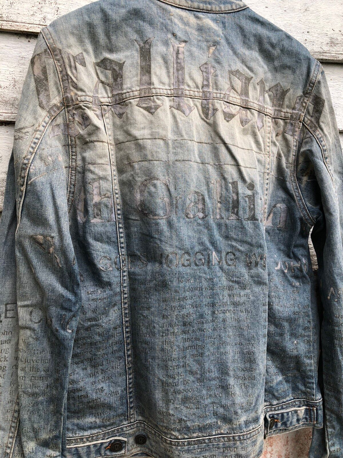 Archival Clothing Archived Galliano Poetic Printed Blue Washed Denim Trucker Size US M / EU 48-50 / 2 - 9 Thumbnail