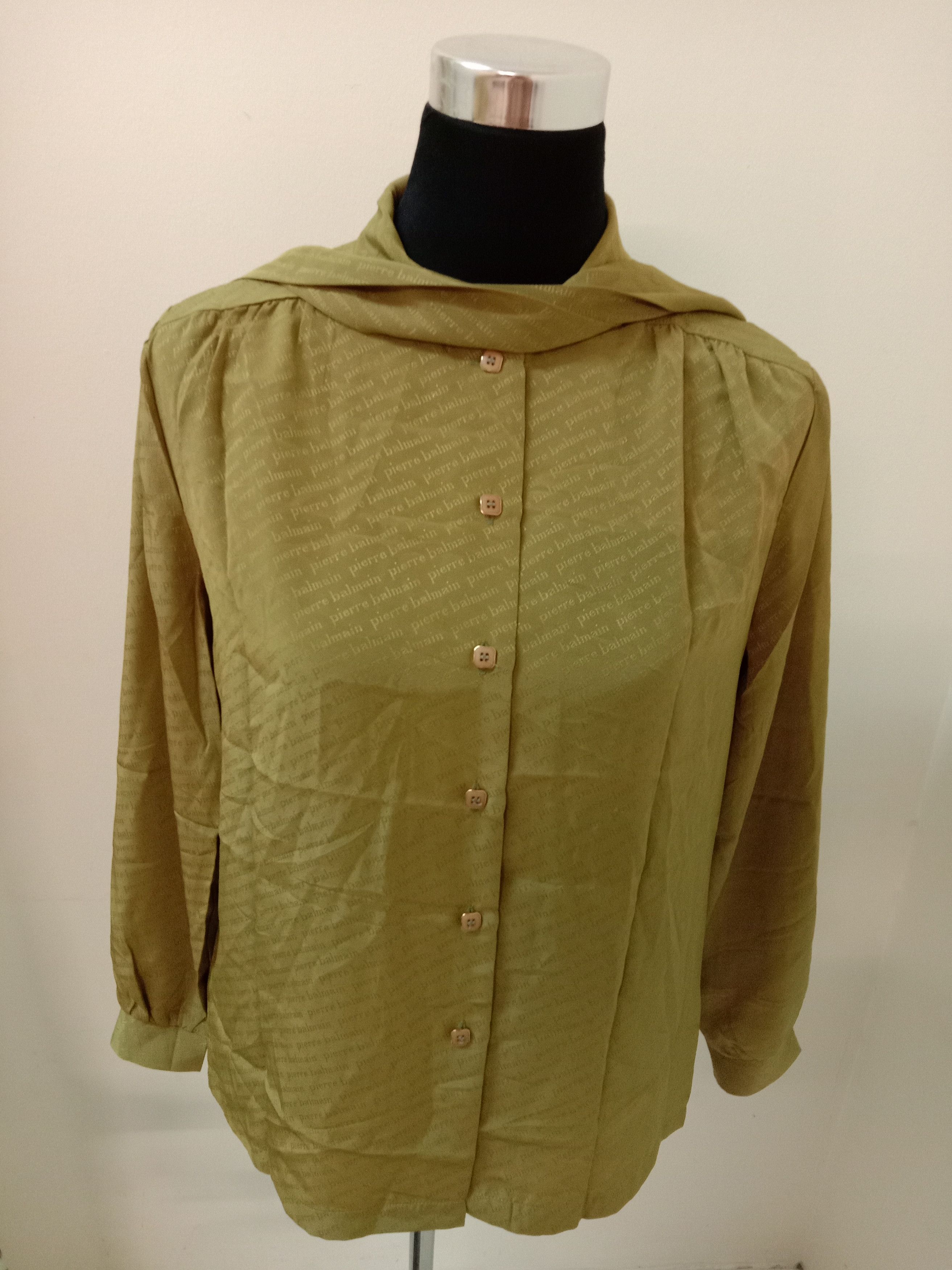 RARE VINTAGE PIERRE BALMAIN BLOUSE SHIRT SPELLOUT ALL OVER