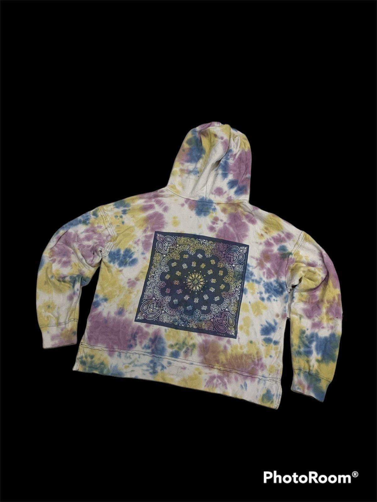 TOBILA UNION MADE TIE DYE BANDANA DESTROYED HOODIE