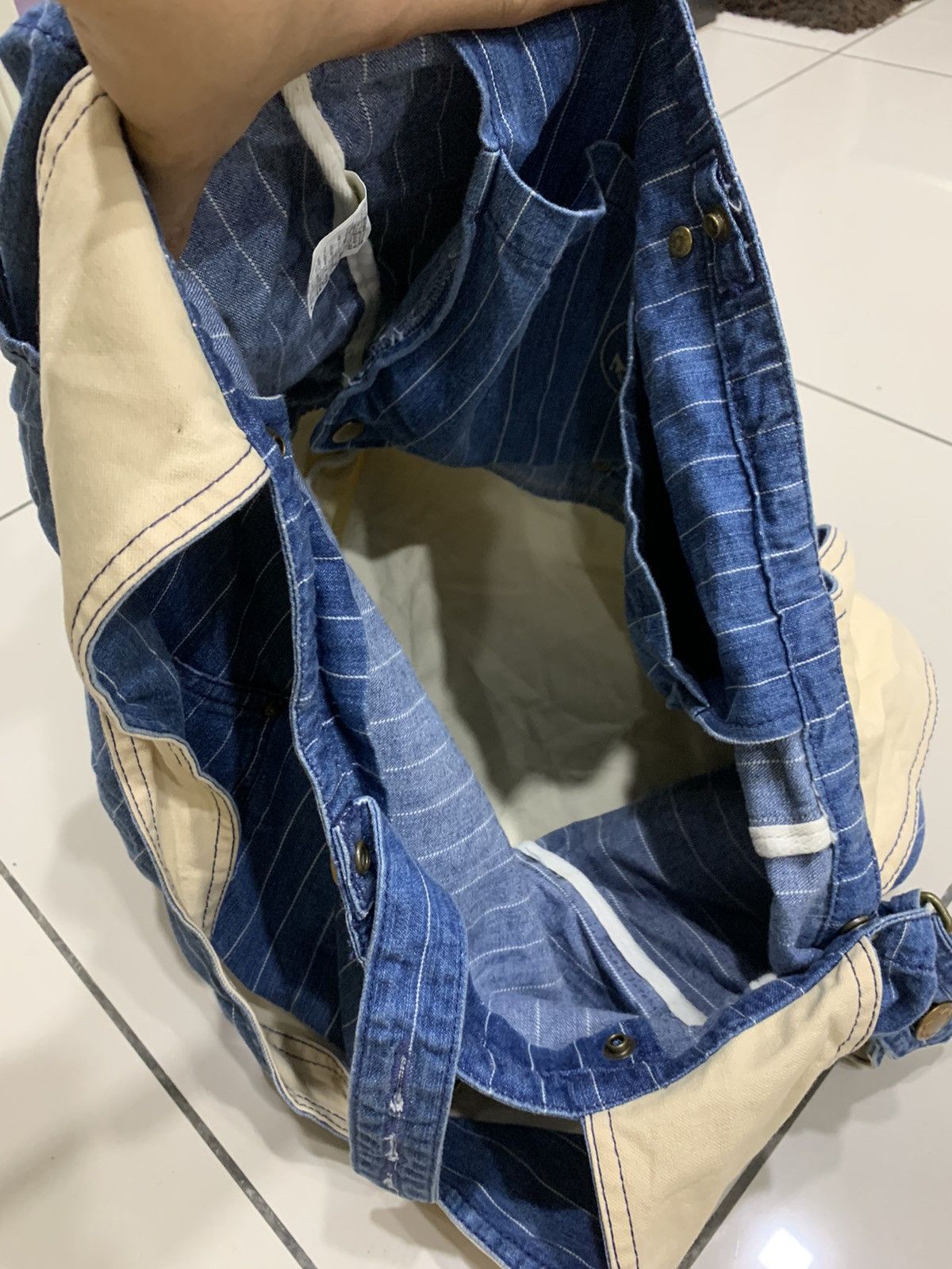 Japanese Brand UNION MADE HICKORY HOBO TOTE BAG DENIM Size ONE SIZE - 5 Thumbnail