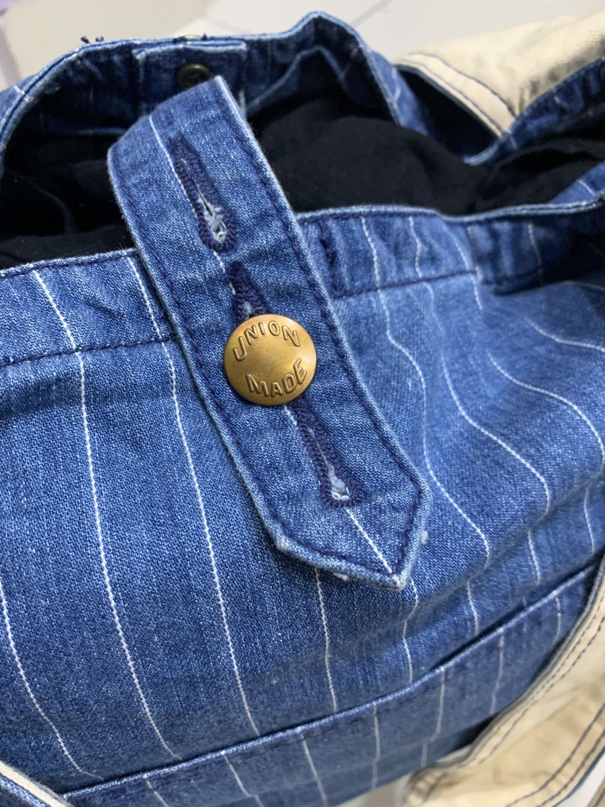 Japanese Brand UNION MADE HICKORY HOBO TOTE BAG DENIM Size ONE SIZE - 3 Thumbnail