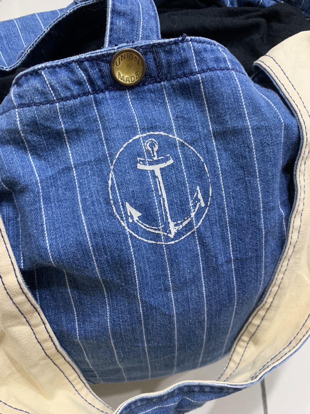 Japanese Brand UNION MADE HICKORY HOBO TOTE BAG DENIM Size ONE SIZE - 4 Thumbnail