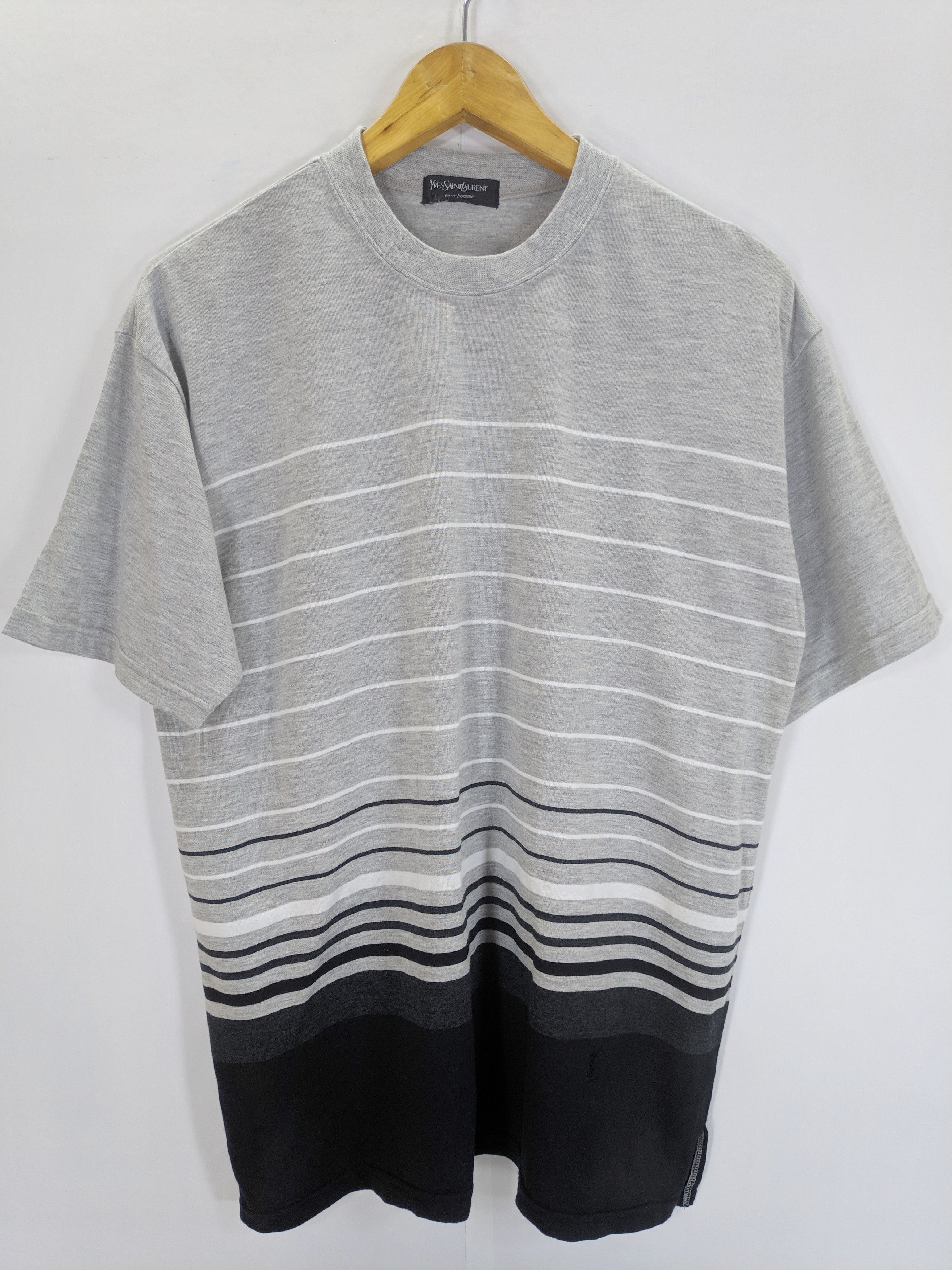 Vintage Yves Saint Lauren Tshirt YSL Stripe Design Shirt