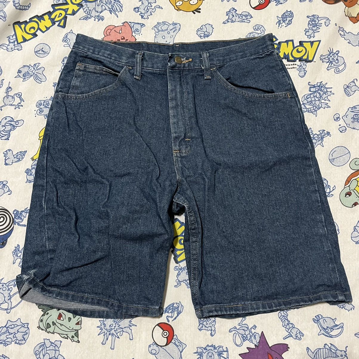 2000'S Wrangler black denim shorts, men's size W37 cotton black type Vintage Second Hand