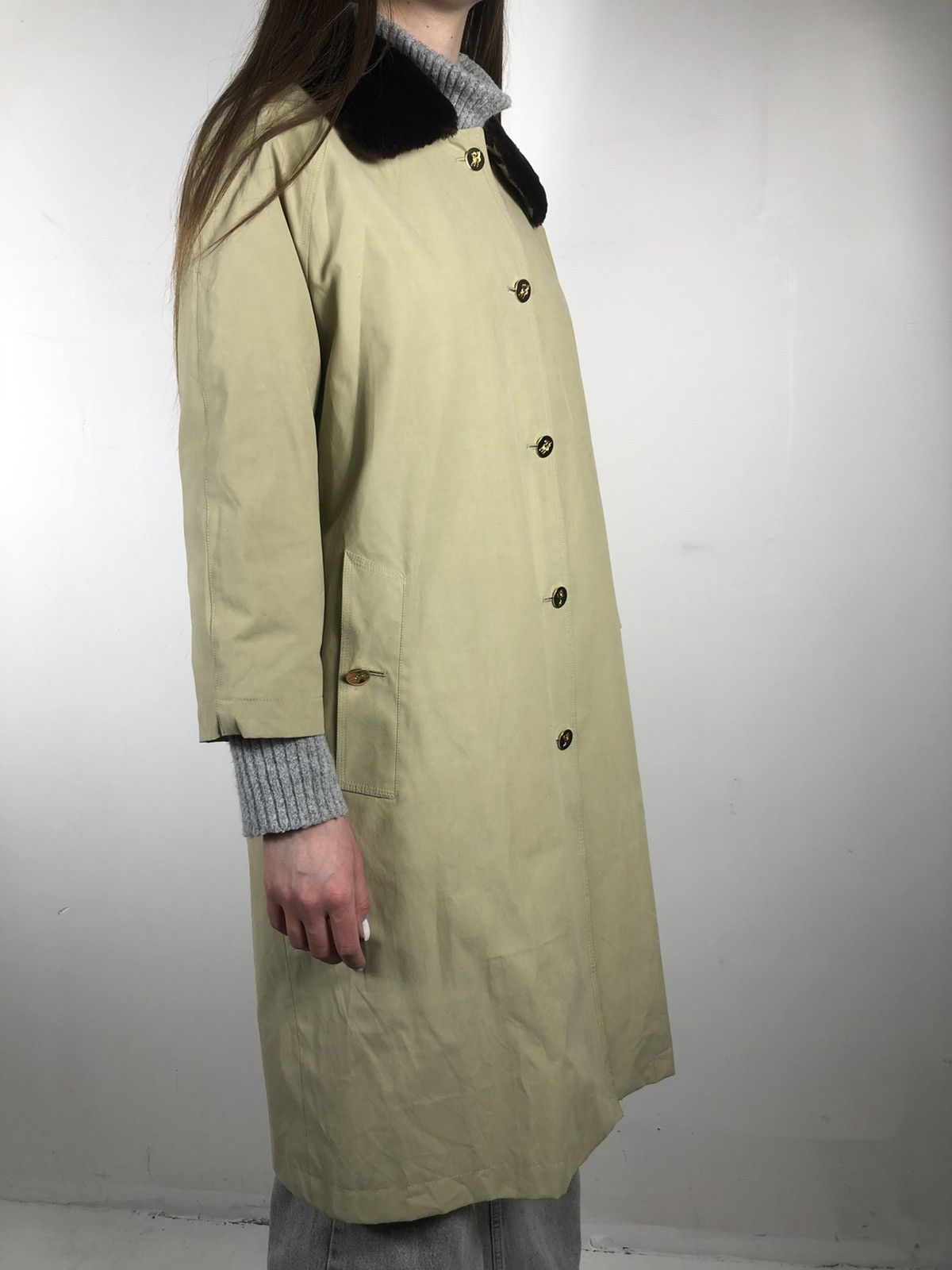 Burberry × Vintage Burberry Prorsum Wmns Novacheck Fur Neck Wool Trench Coat Size ONE SIZE - 9 Thumbnail