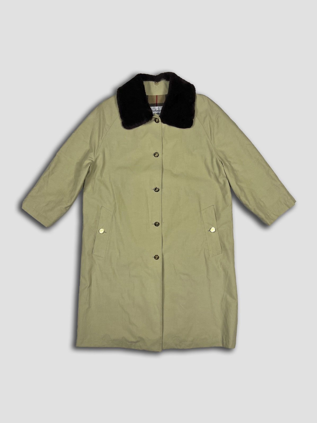 Burberry × Vintage Burberry Prorsum Wmns Novacheck Fur Neck Wool Trench Coat Size ONE SIZE - 3 Thumbnail