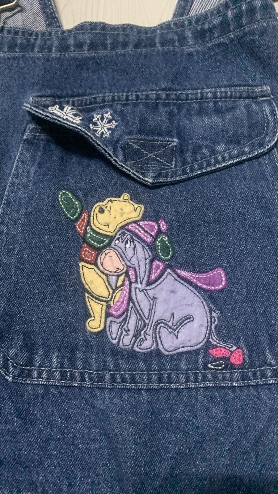 Disney × Vintage Rare! 90s Winnie The Pooh Disney store embroidery logo denim Size US 36 / EU 52 - 8 Thumbnail