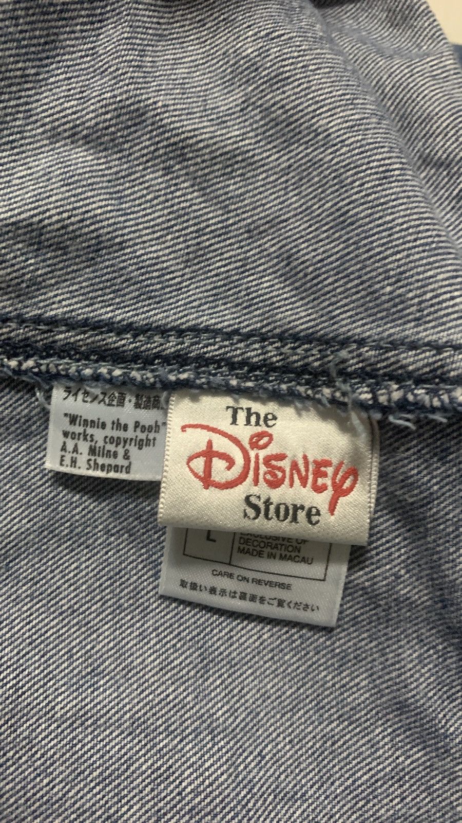 Disney × Vintage Rare! 90s Winnie The Pooh Disney store embroidery logo denim Size US 36 / EU 52 - 9 Thumbnail