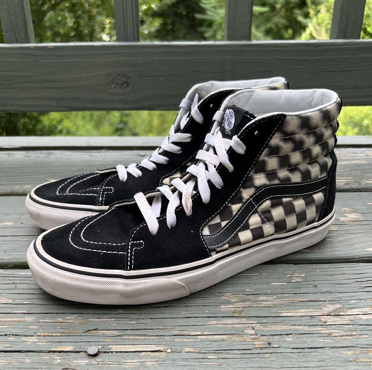Vans Vans Sk8 Hi Checkerboard Blur Cream Black Shoes Men s 9.5 Grailed