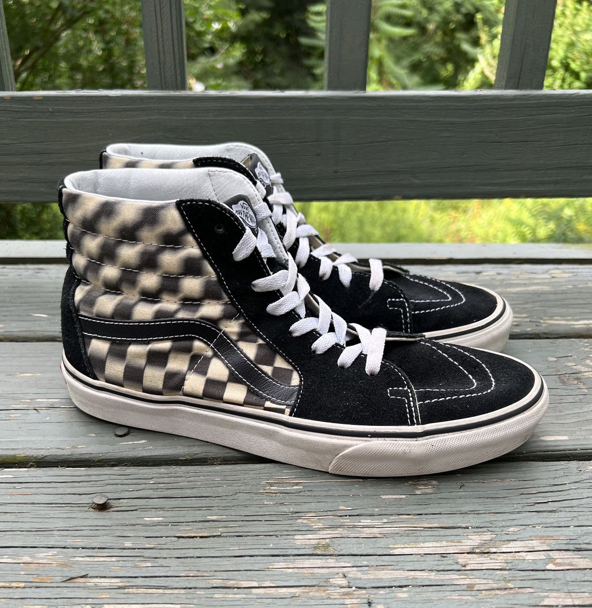 Vans Vans Sk8 Hi Checkerboard Blur Cream Black Shoes Men s 9.5 Grailed