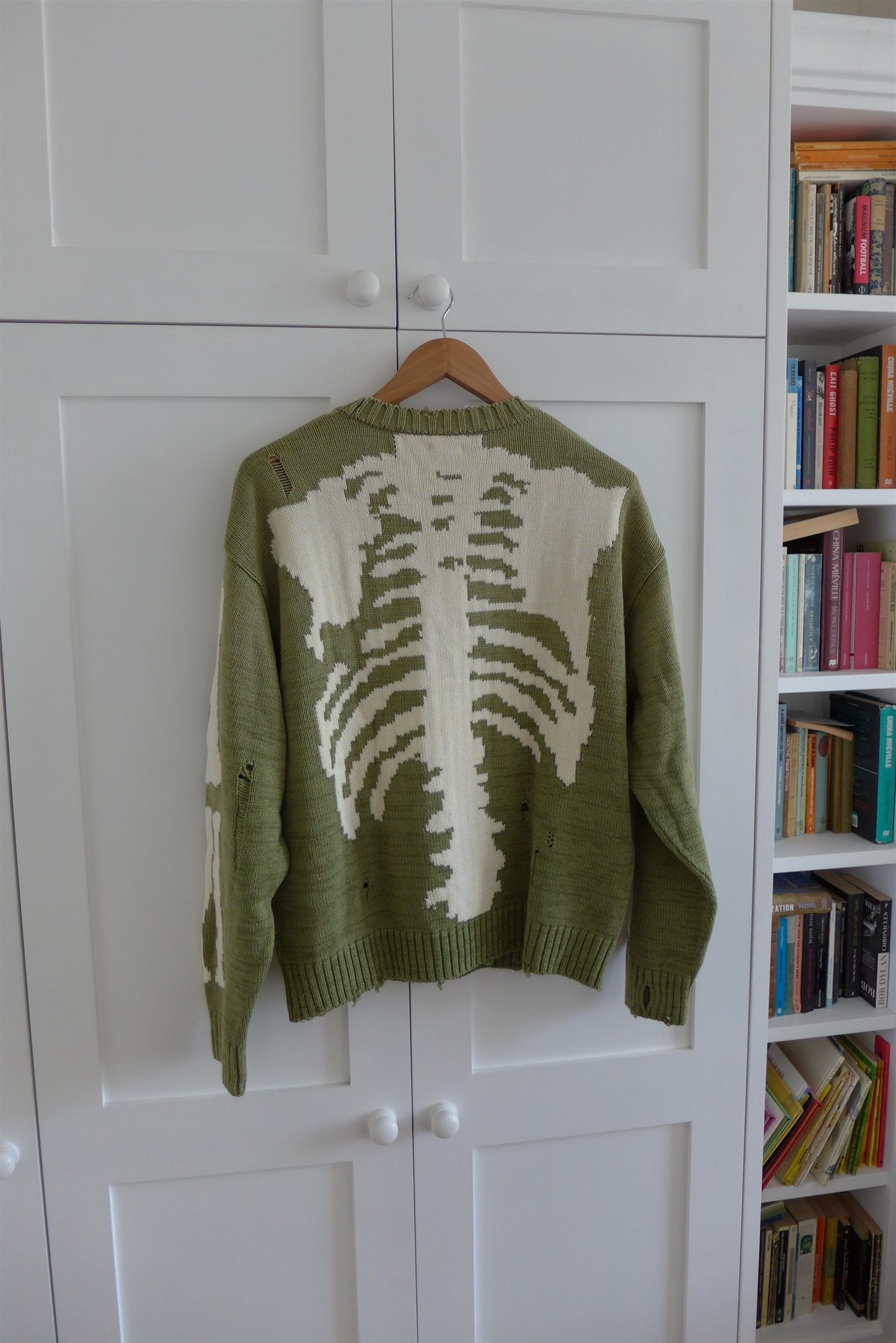Pre-owned Kapital 5g Cotton Knit Bone Crew Sweater - Khaki In Green