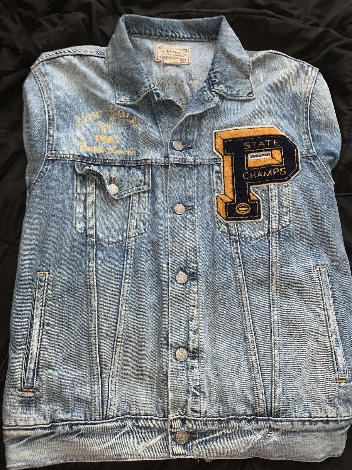 Ralph lauren varsity denim jacket online