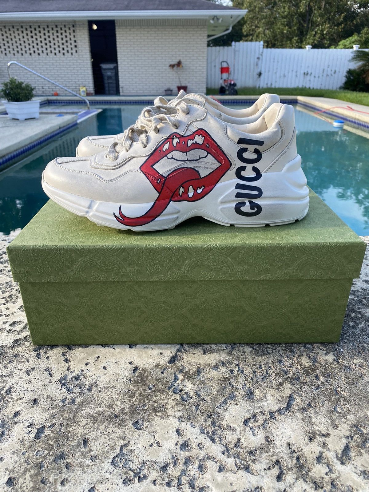 Gucci Mens Rhyton sneaker with mouth print Grailed