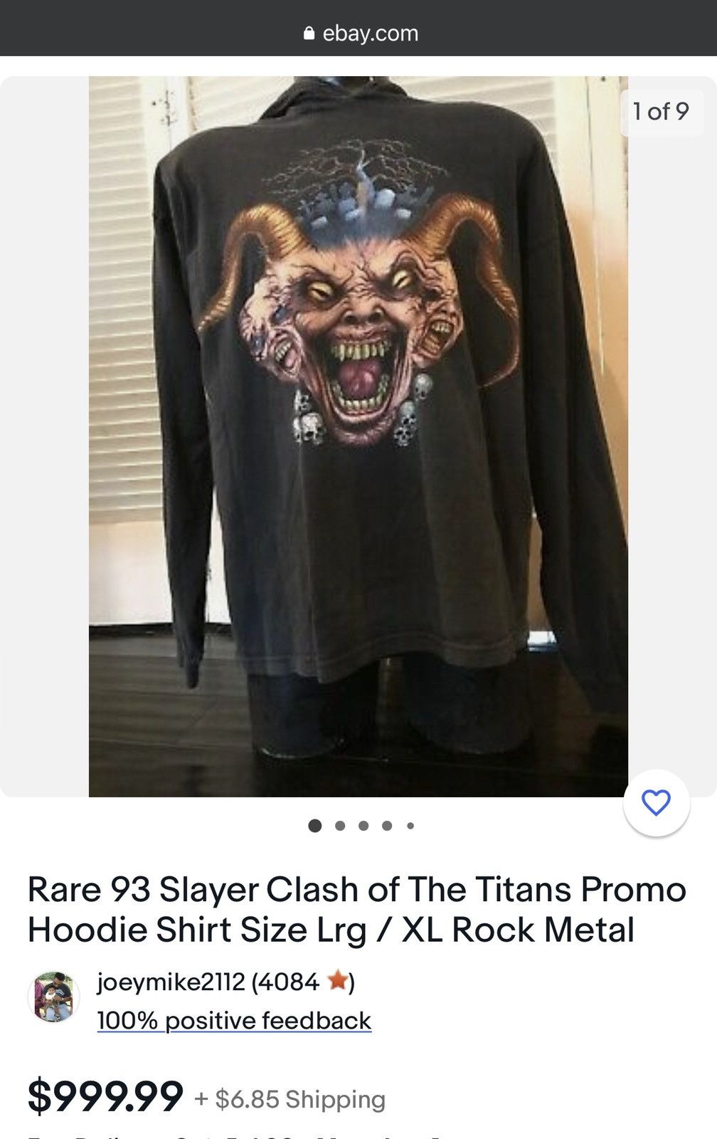 Hard To Find Slayer Clash of The Titans Long Sleeve buy Shirt Size XL