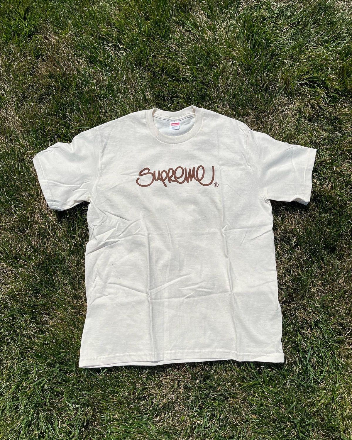 Supreme Supreme Handstyle Tee “Natural” | Grailed