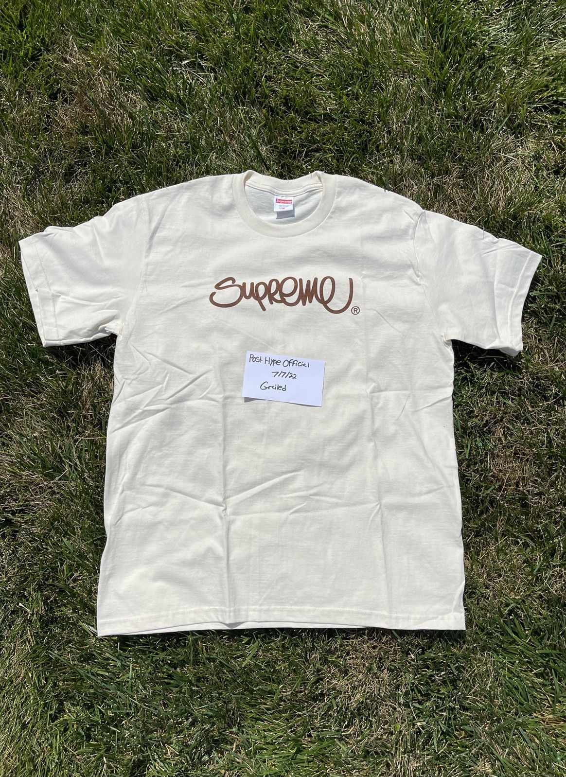 Supreme Supreme Handstyle Tee “Natural” | Grailed