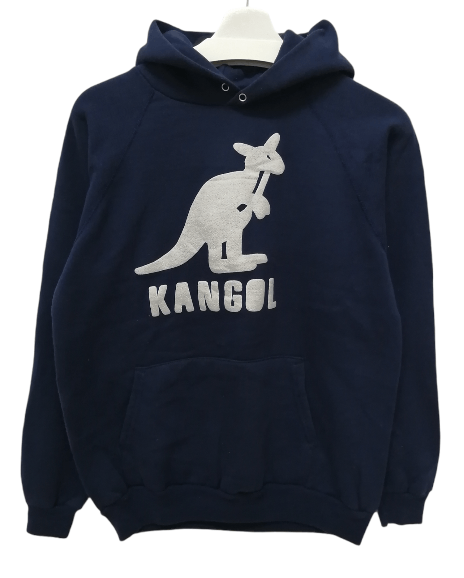 image of Vintage Kangol Big Logo Spell Out Hoodie in Dark Blue, Men's (Size Medium)