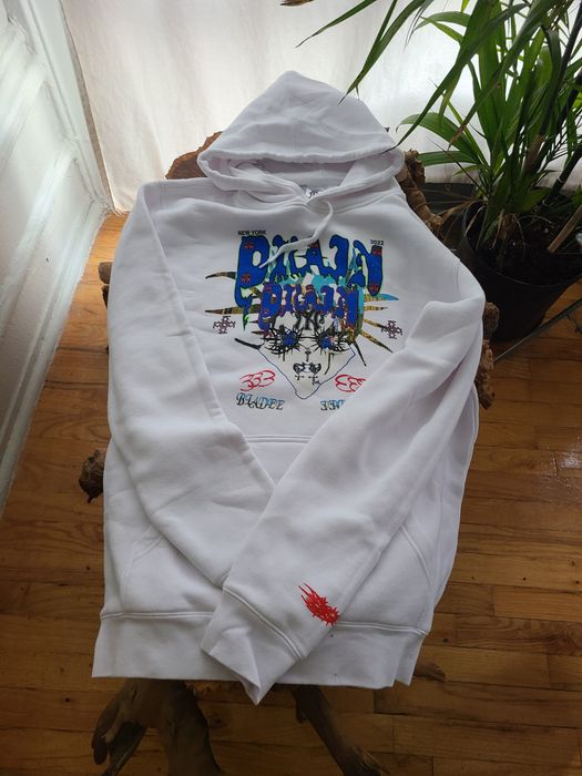 Sad Boys Bladee Face Shield Hoodie - White NYC POPUP EXCLUSIVE | Grailed