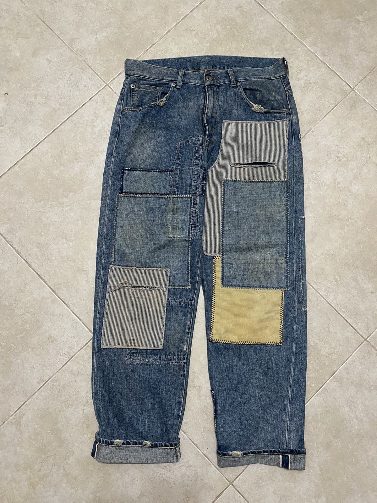 Whiz Limited Whiz Limited Patchwork Selvedge Denim Jeans | Grailed