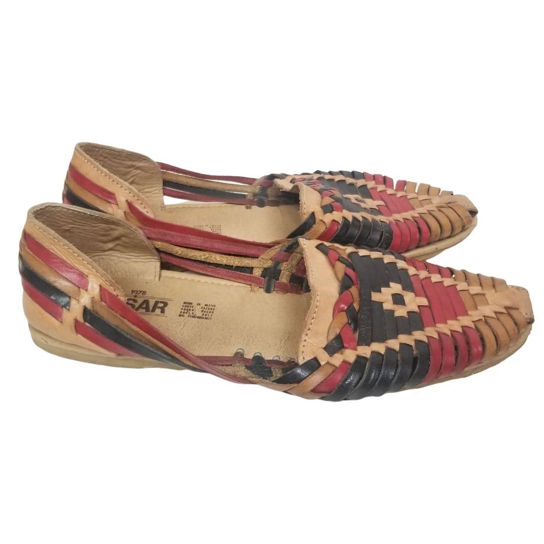 woven huarache pointed toe flats