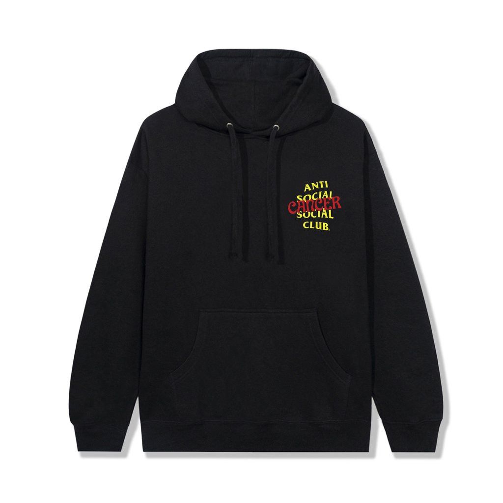image of Anti Social Social Club Ds Yellow Assc Orange Cancer Black Hoodie Bape Kith Kaws (Size Medium)