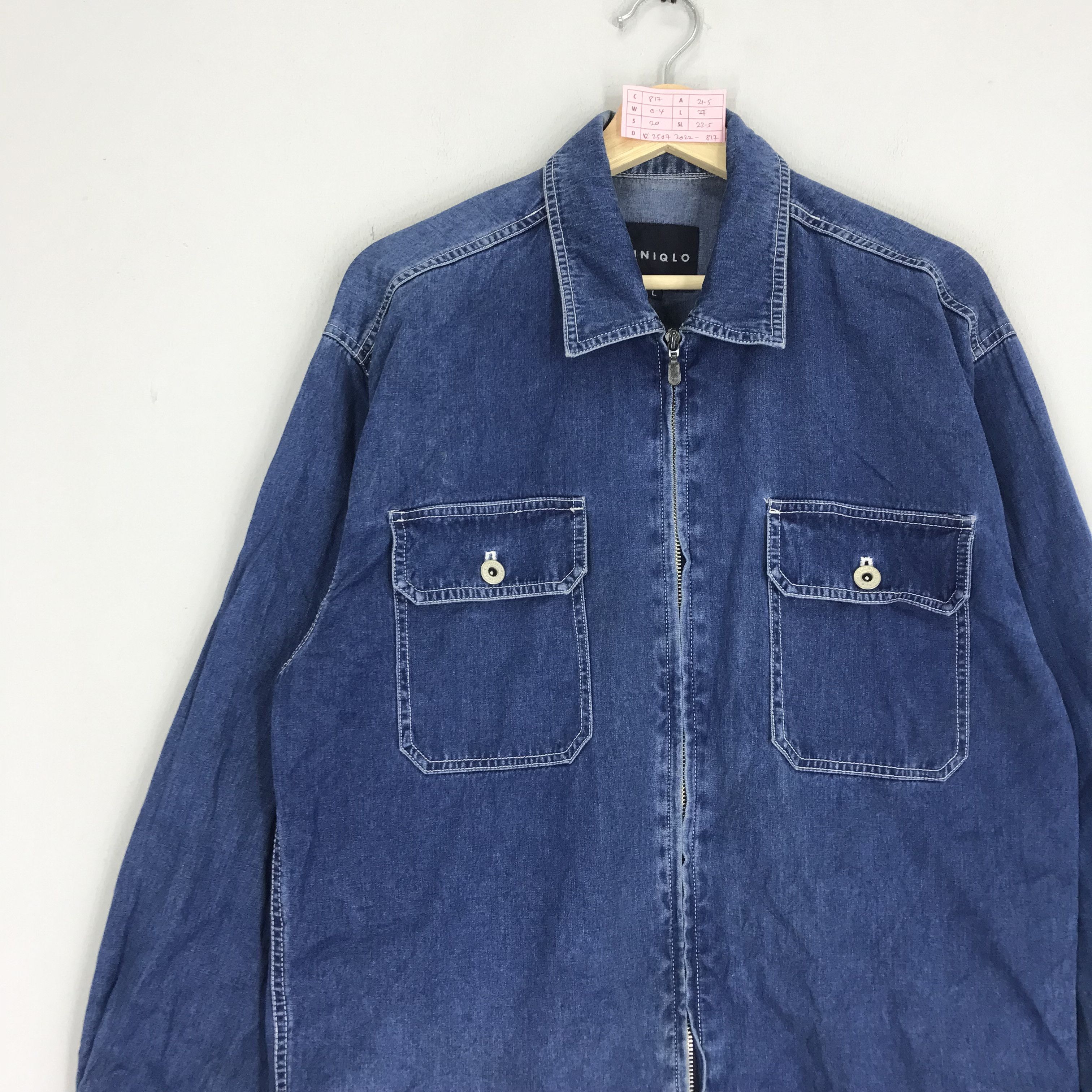 Uniqlo Uniqlo Denim Jeans Blue Indigo Zipper Jacket Size US L / EU 52-54 / 3 - 3 Thumbnail
