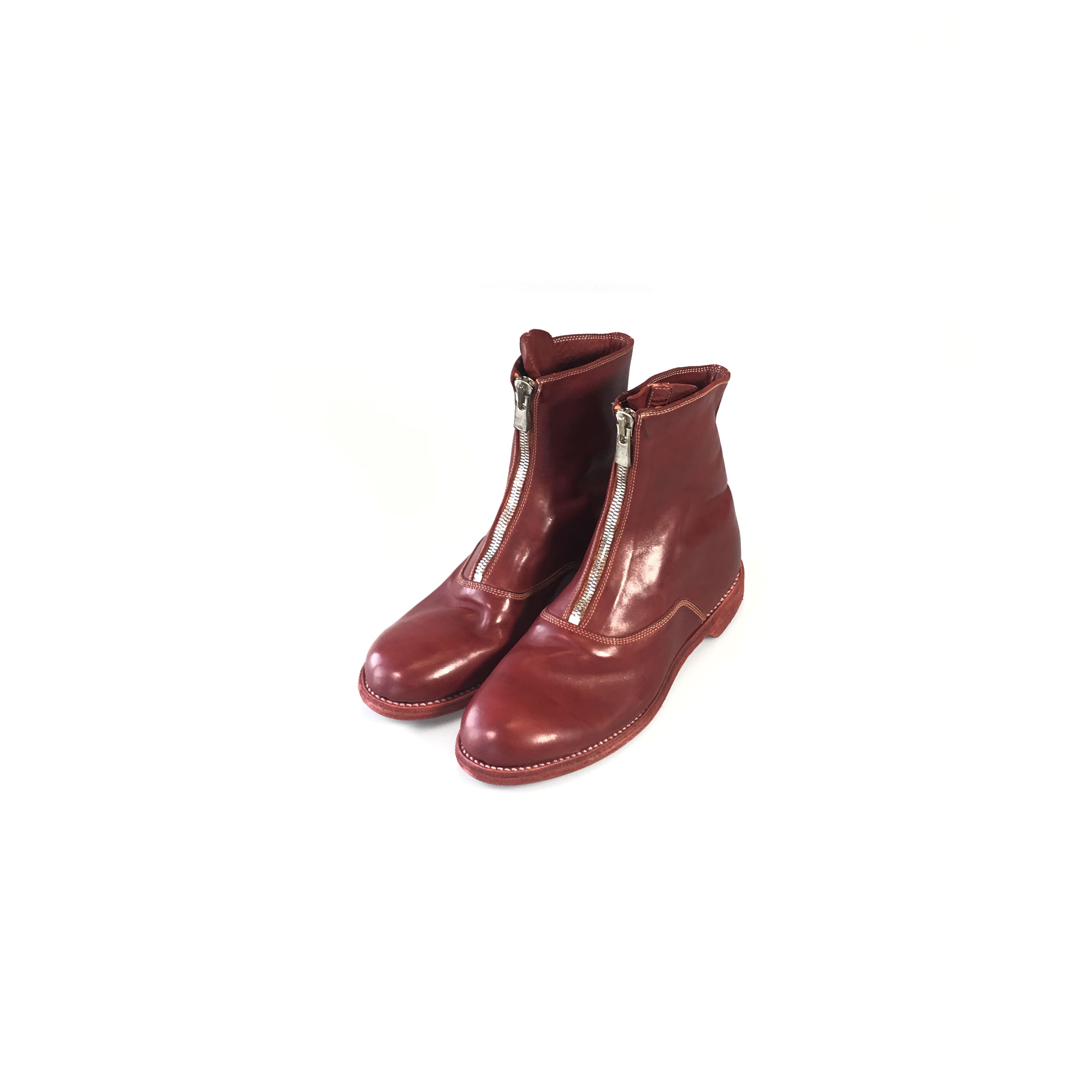 Pre-owned Guidi 210 Front Zip Boot In Red