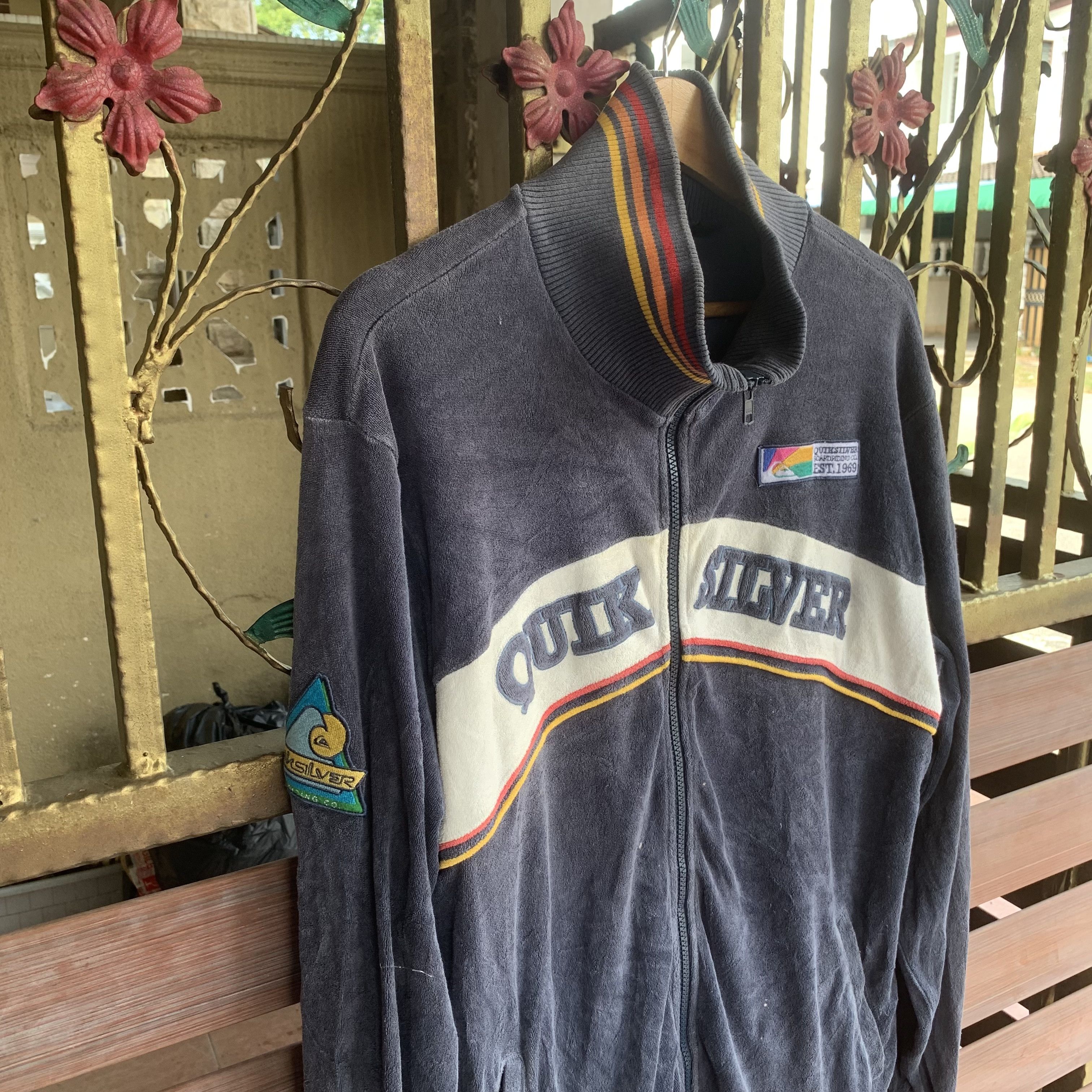 Quiksilver 💥RARE! Vintage Quiksilver Spell Out Fleece Sweater Jacket Size US L / EU 52-54 / 3 - 3 Thumbnail