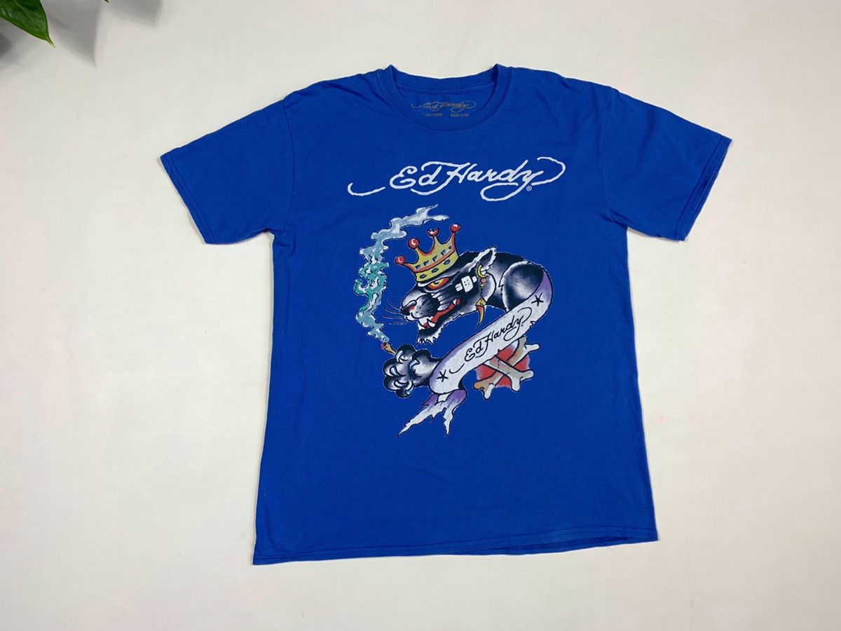 Christian Audigier × Ed Hardy Ed Hardy Cristian Audigier t-shirt tiger logo blue size L Size US L / EU 52-54 / 3 - 1 Thumbnail