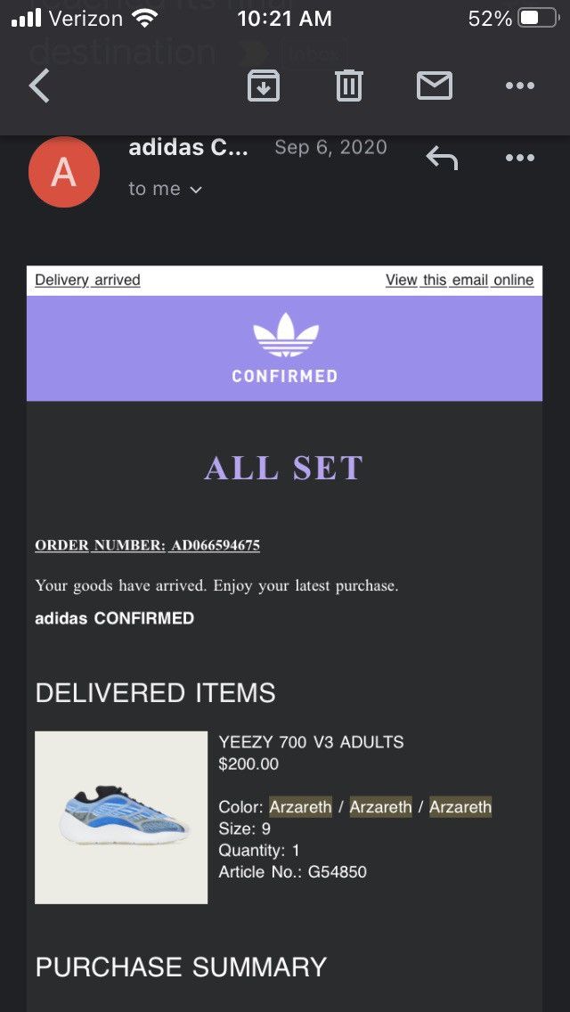 Adidas Yeezy Arzareth 700 V3 Size US 9 / EU 42 - 10 Thumbnail