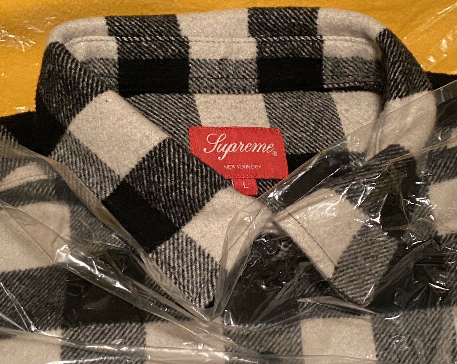 Supreme 1-800 Buffalo Plaid Flannel Shirt Black White L