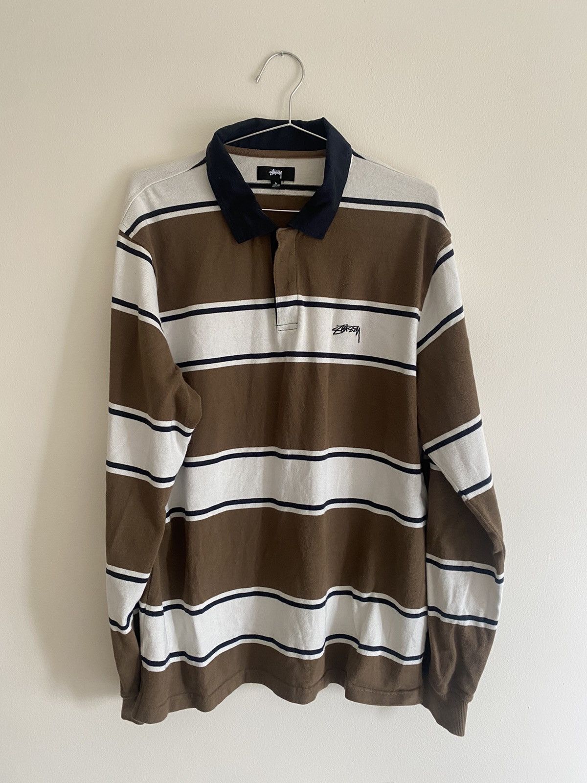Stussy Stussy Brown Stripe Rugby Shirt | Grailed