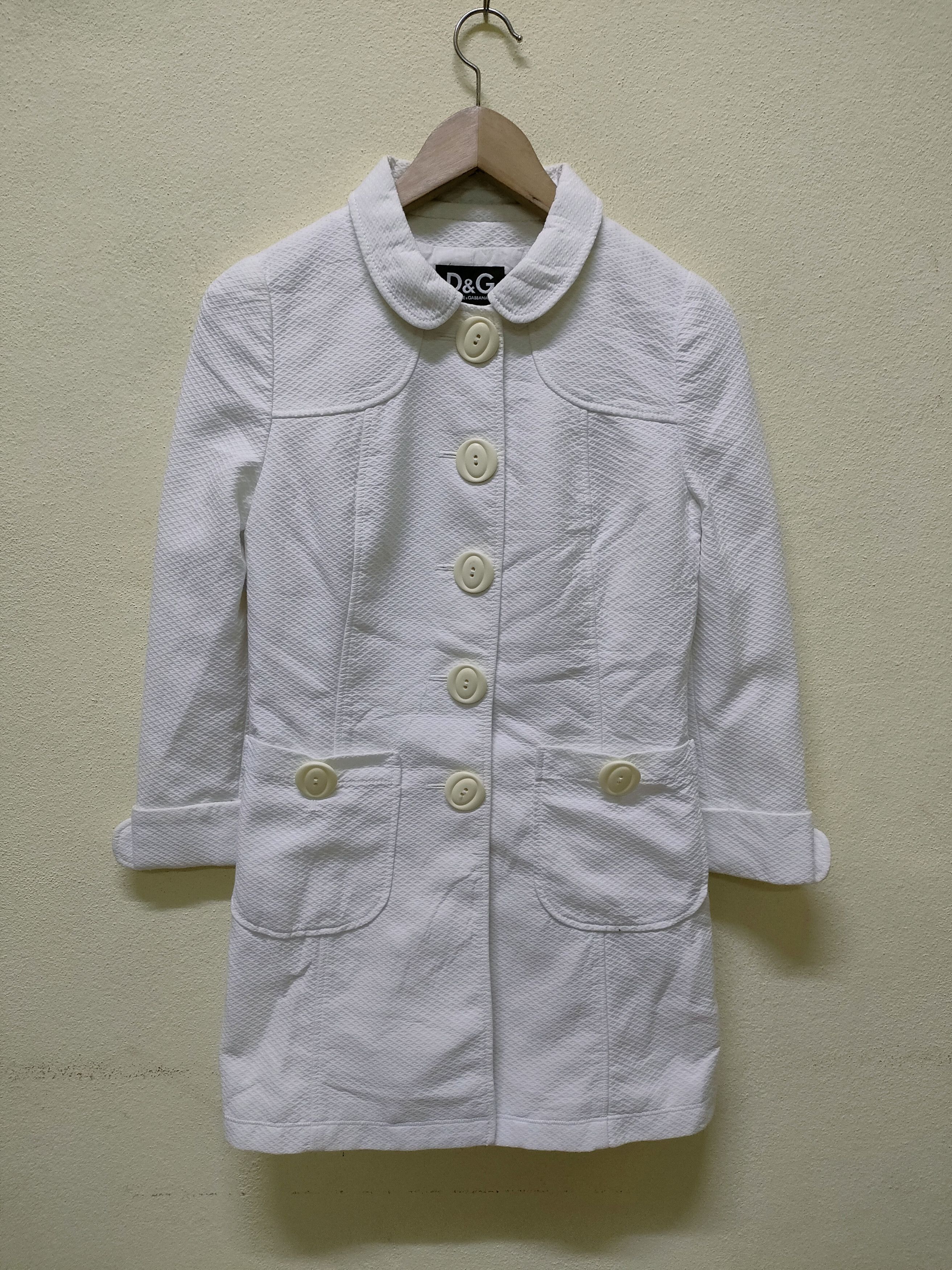 Dolce & Gabbana D&G White Long Jacket Size US XXS / EU 40 - 1 Thumbnail