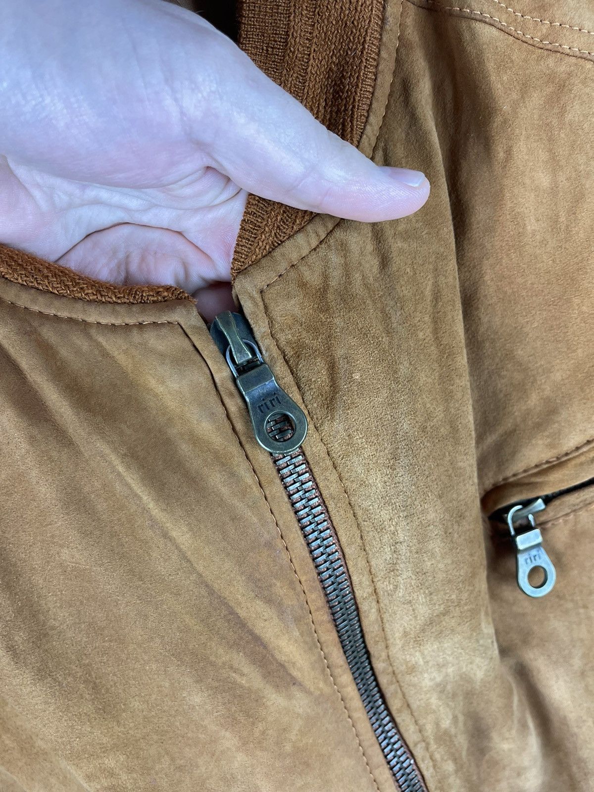 Genuine Leather Genuine Leather vintage streetwear brown bomber jacket riri Size US L / EU 52-54 / 3 - 9 Thumbnail
