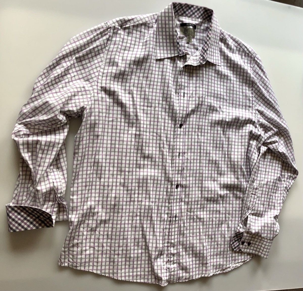 JB WHITE PURPLE CHECK SLIM FIT SHIRT