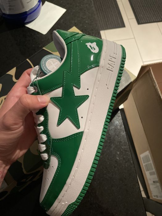 Bape A Bathing Ape Bape Sta Patent Leather Green White Grailed