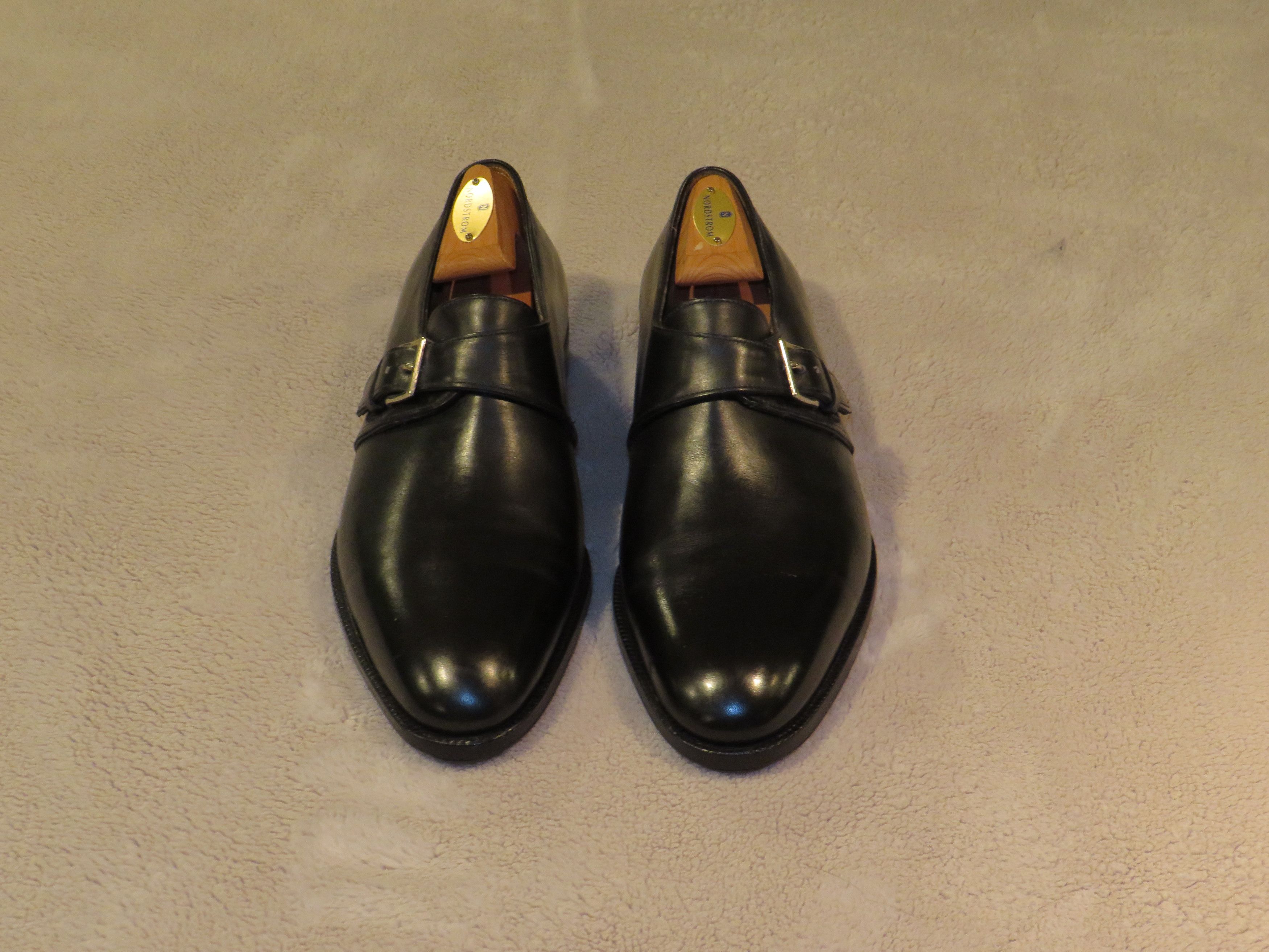 John Lobb Matta Black Leather Monk Strap Loafer 9 E NWB
