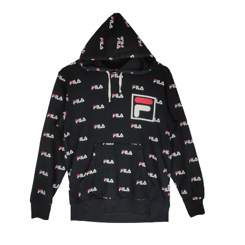 image of Fila Full Print Hoodie Big Logo Full Zipper Sweater, Men's (Size Small)