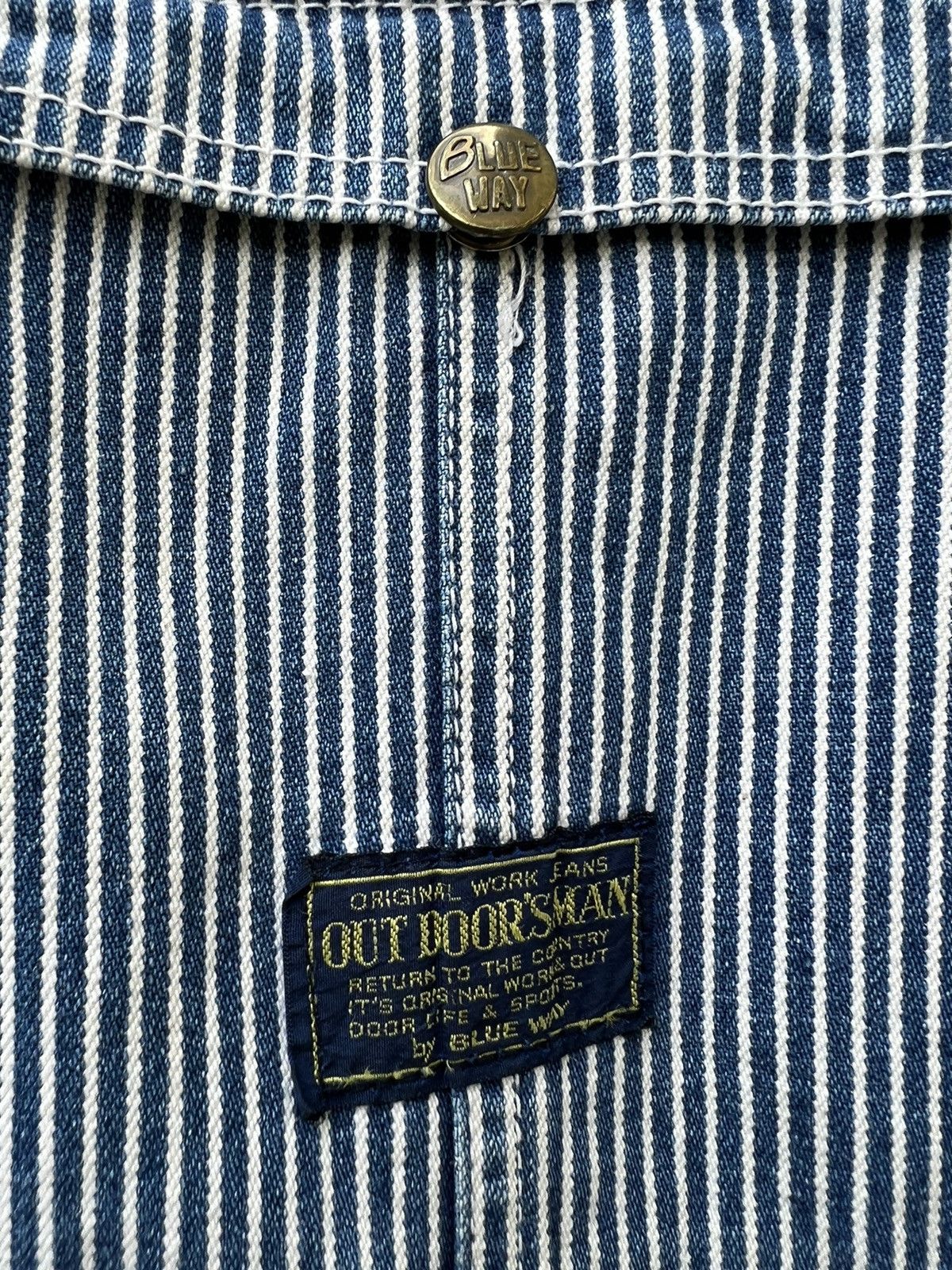 Vintage VTG 90s Blue Way Outdoorsman Patch Hickory Stripe Overall Size US 30 / EU 46 - 7 Thumbnail