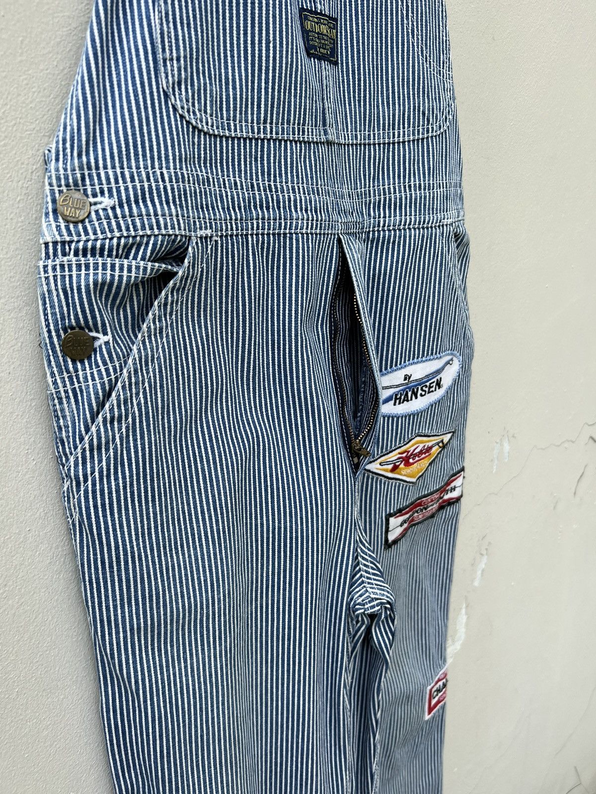 Vintage VTG 90s Blue Way Outdoorsman Patch Hickory Stripe Overall Size US 30 / EU 46 - 9 Thumbnail