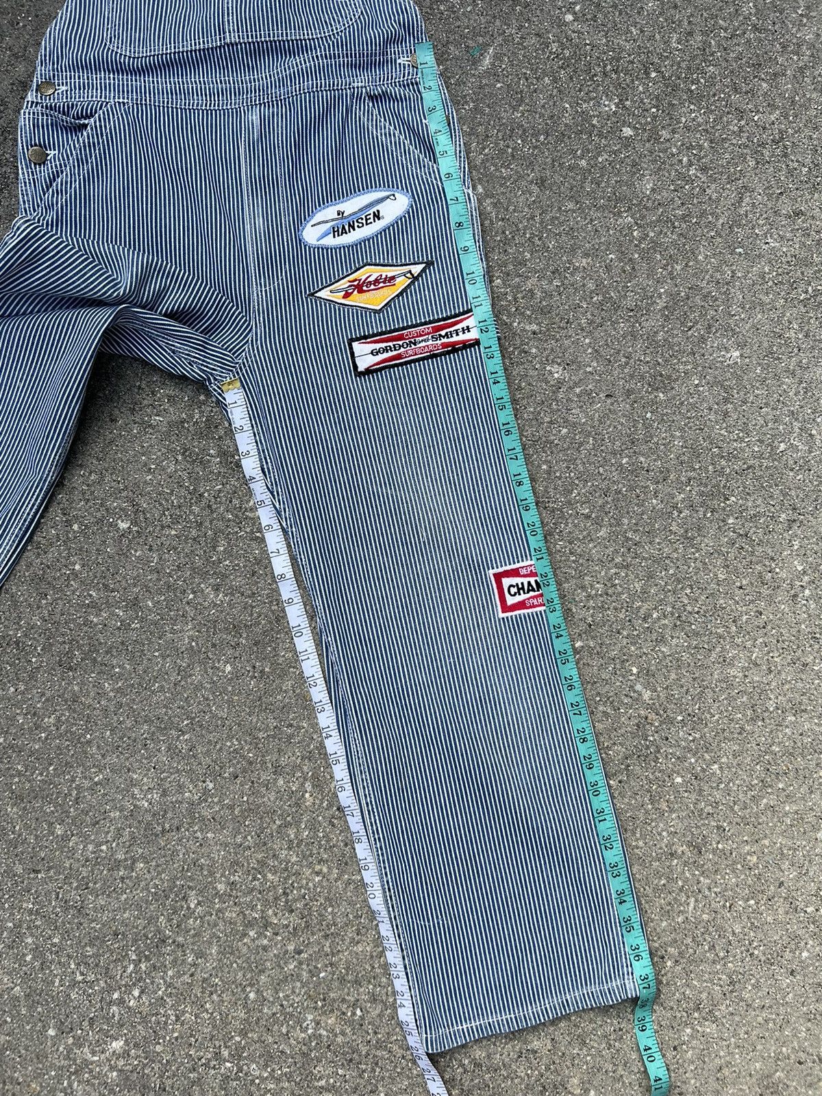 Vintage VTG 90s Blue Way Outdoorsman Patch Hickory Stripe Overall Size US 30 / EU 46 - 3 Thumbnail