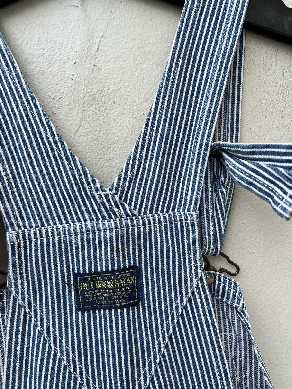 Vintage VTG 90s Blue Way Outdoorsman Patch Hickory Stripe Overall Size US 30 / EU 46 - 17 Thumbnail