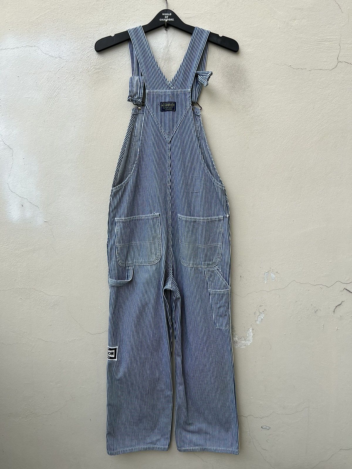 Vintage VTG 90s Blue Way Outdoorsman Patch Hickory Stripe Overall Size US 30 / EU 46 - 16 Thumbnail