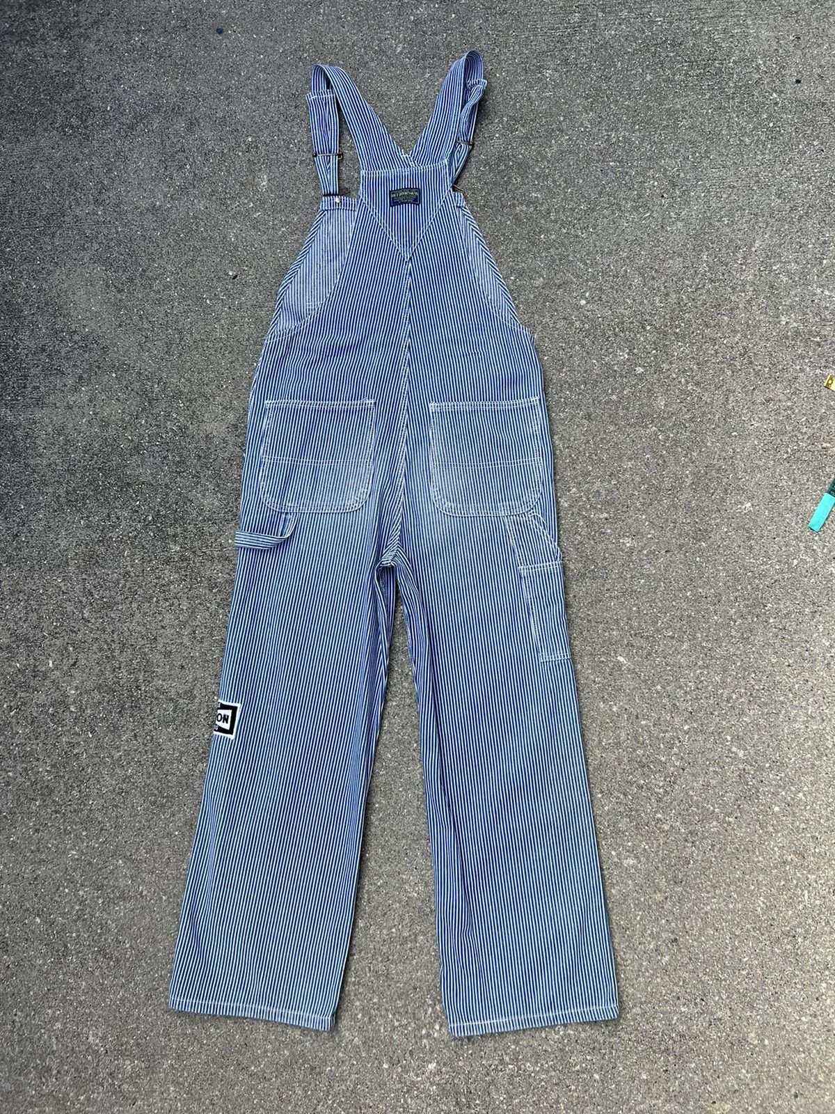 Vintage VTG 90s Blue Way Outdoorsman Patch Hickory Stripe Overall Size US 30 / EU 46 - 4 Thumbnail