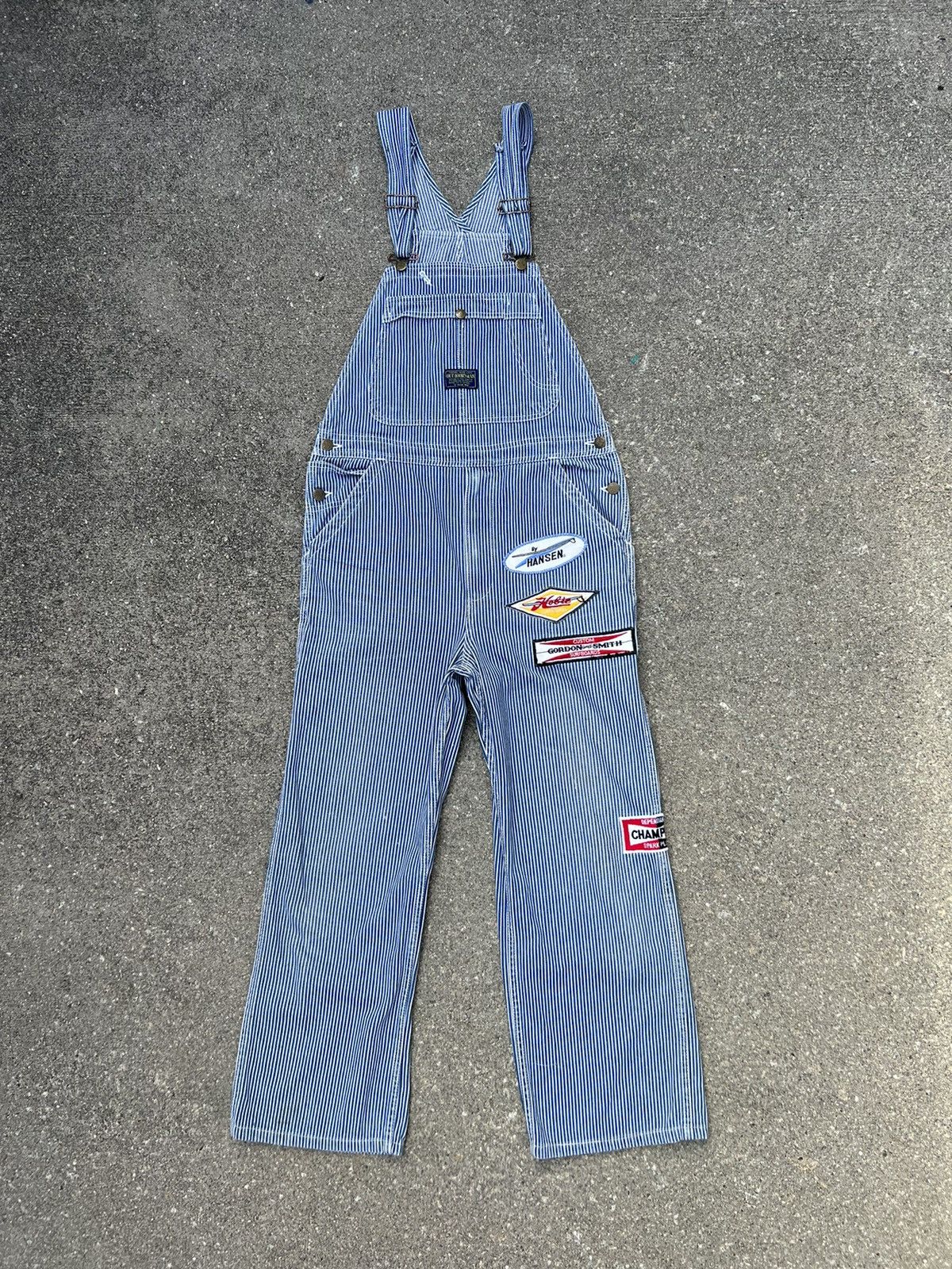 Vintage VTG 90s Blue Way Outdoorsman Patch Hickory Stripe Overall Size US 30 / EU 46 - 1 Thumbnail