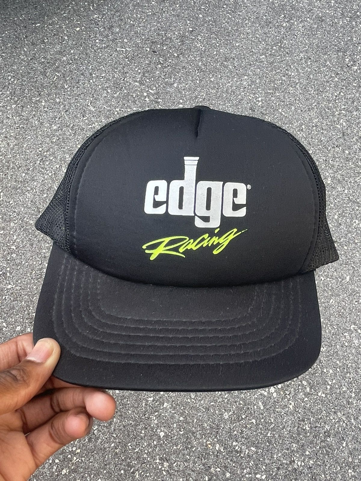 New Era Edge Racing Trucker Hat Black Foam | Grailed