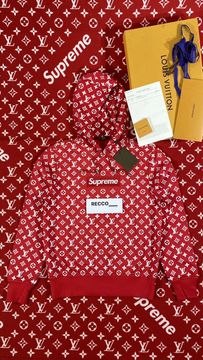 Pre-owned Louis Vuitton Supreme Lv Box Logo Hoodie Hooded Sweatshirt Sz Xl  Rare Authentic In Red